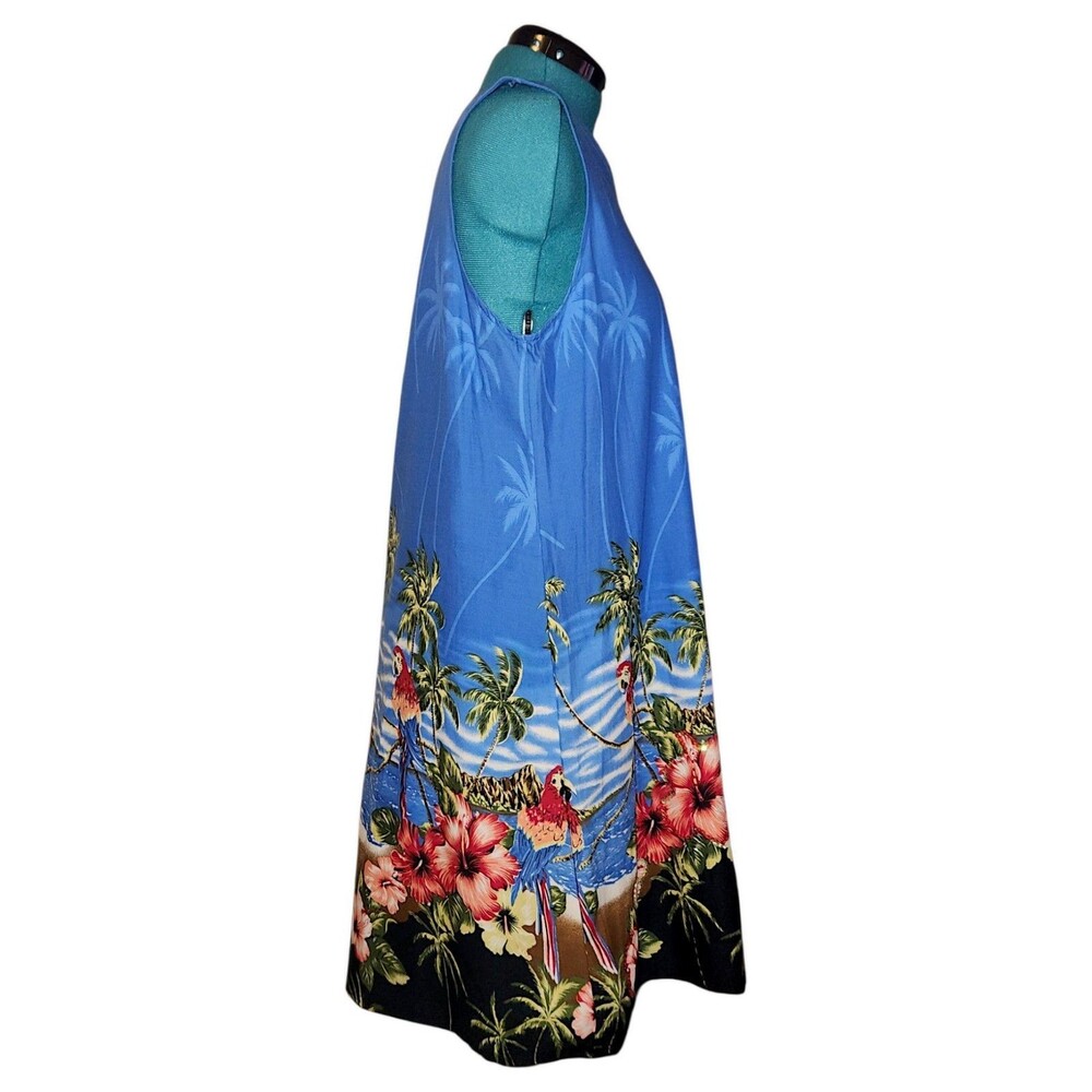 Tiki Palm -NEW - Size XL Sequin Beaded Wide Strap Hawaiian Print Dress - Picture 6 of 8